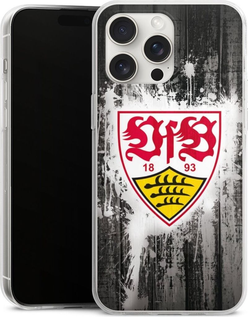 DeinDesign Handyhülle für Apple iPhone 15 Pro Max Silikon Hülle Case Smartphone Schutzhülle Bundesliga Offizielles Lizenzprodukt VfB Stuttgart