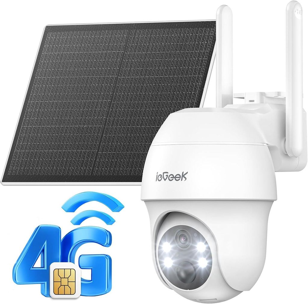 4G LTE überwachungskamera mit sim karte outdoor Solar kamera 2K 360° Kabellose Überwachung mit Akku – IP66 Wasserdichte Außenkamera ohne WLAN