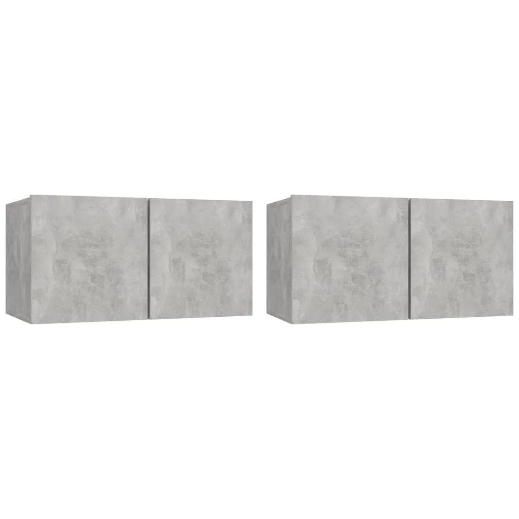 Set 2 Pensili TV Grigio Cemento 60x30x30 cm | Design Sospeso Moderno