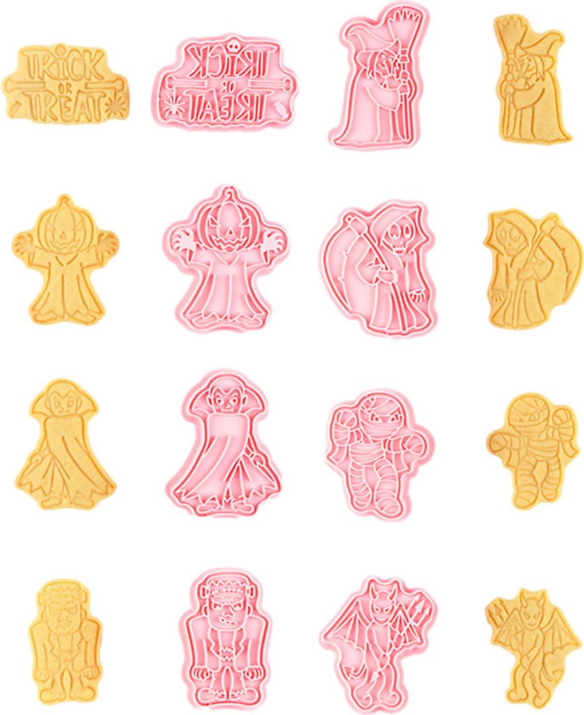 CANDeal 8 Stück Halloween-Serie Keksstempel, 3D-Süßes Oder Saures, Hexe, Kürbis, Fledermaus-Ausstechformen Für Die Herstellung Von Halloween-P...