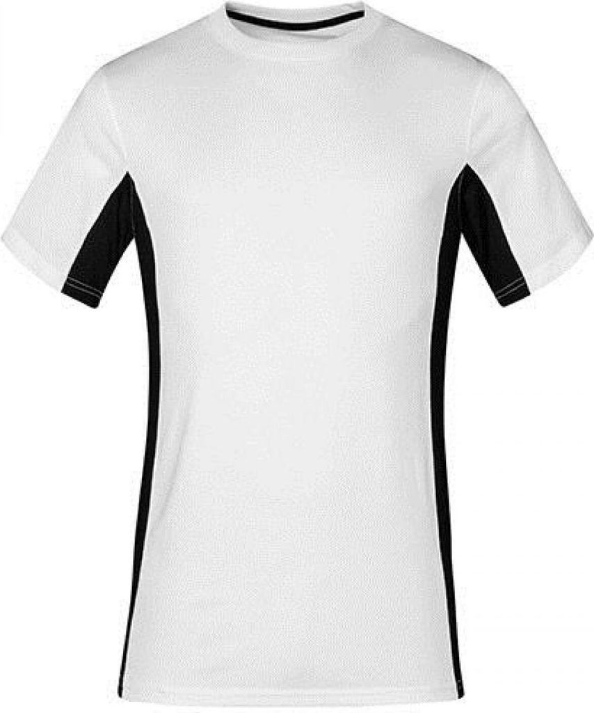 Uni Funktions Kontrast T-Shirt Damen und Herren, Weiß-Schwarz, XXL