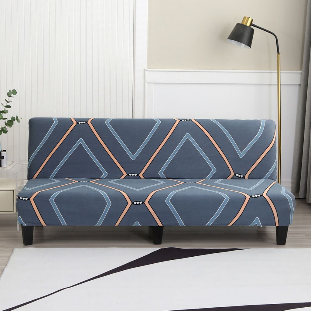 (Grünes Herrenhaus)Sofabezug Armloser Stretch Couchbezug Ohne Armlehne Bedruckter Schlafsofa Futon Bezug Faltbar Elastischer Sofaüberwürfe O...