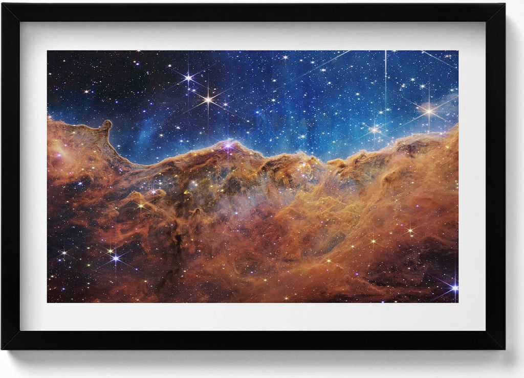 Raum und Sterne Bilder NASA– Wandbild mit Rahmen – Gerahmtes Bild – Wanddekoration – 60x40 cm – Schwarz Rahmen