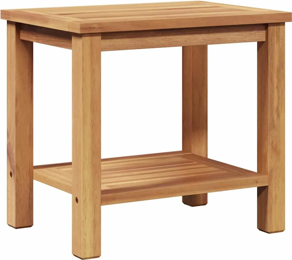 Tavolino Teak Massiccio per Bagno e Living 50x35x45 | Legno Marrone