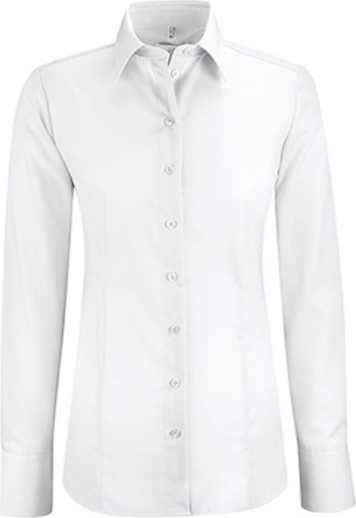Greiff LEASING Damen Business-Bluse Langarm Kent Regular-Fit Weiß 38