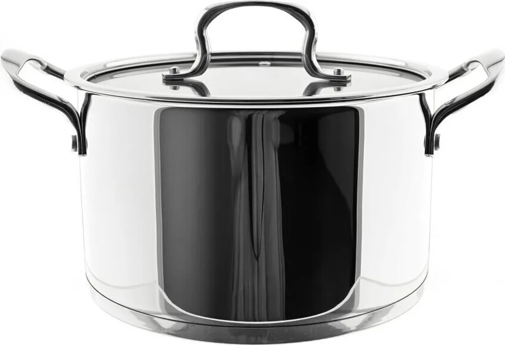 Casseruola Argento 22 cm Inox con Coperchio Vetro - Design Moderno