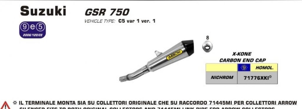 ARROW x-kone slip-on tlumič výfuku pro Suzuki Gsx-s 750 Obrázek produktu 