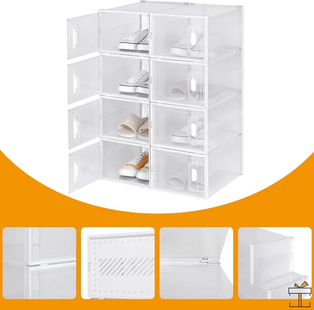 Rangement chaussures empilable moderne - Boîte transparente - 8 pcs - 3