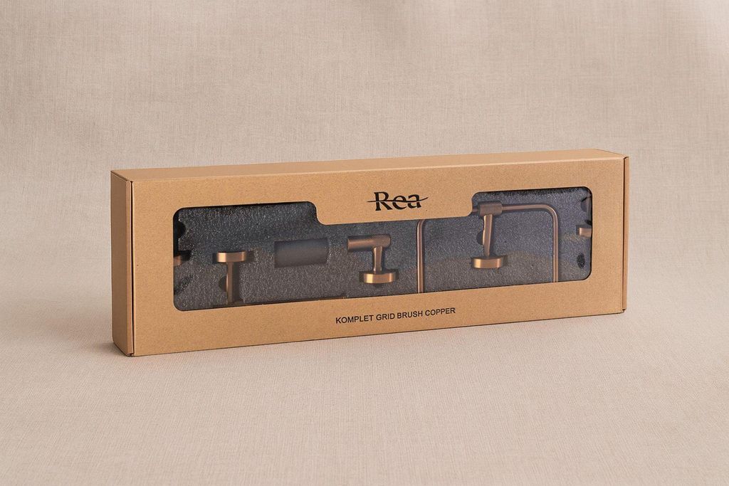 Ensemble De Crochets De Salle De Bain Rea Grid Brush Copper Image du produit 
