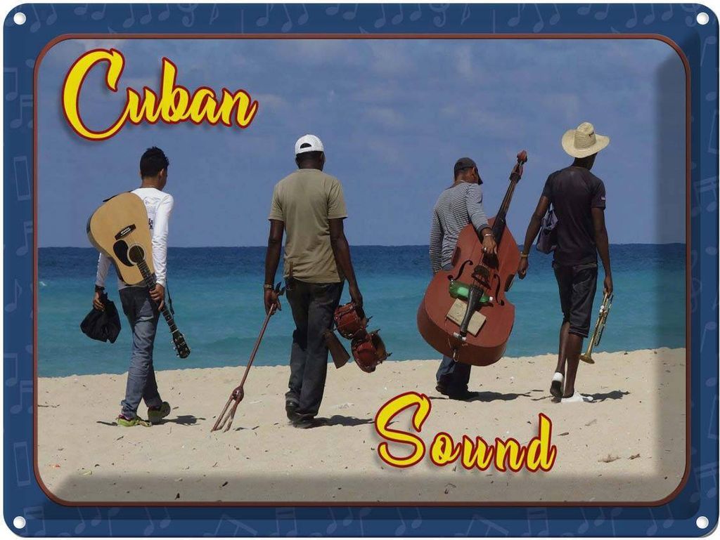 vianmo Blechschild 30x40 cm Cuba Cuban Sound Band am Strand