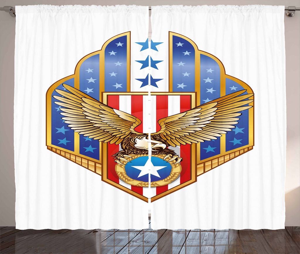 ABAKUHAUS Adler Rustikaler Vorhang, Symbol der Freiheitsflagge, Wohnzimmer Universalband Gardinen mit Schlaufen und Haken, 280 x 225 cm, Mehrfarbig