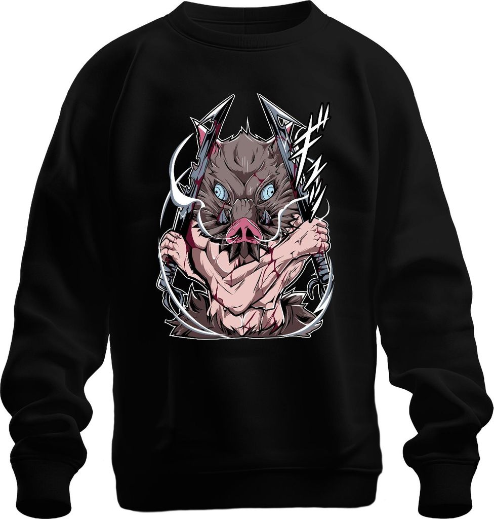 Anime Wildschwein Dämonenjäger Zweiklingen Manga Cosplay Uni Sweatshirt Pullover, Schwarz, 3XL