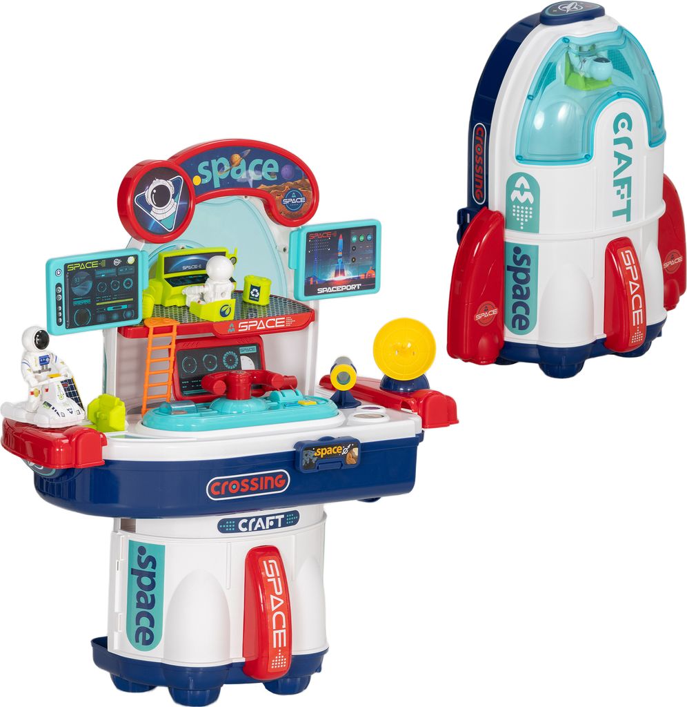 AIYAPLAY 21-teiliges Spielzeug-Werkbank mit Weltraumthema, Geräuschen und Lichtern, PP- und GPPS-Kinderspielset, 45,5 x 24 x 52,5 cm, mehrfarbig