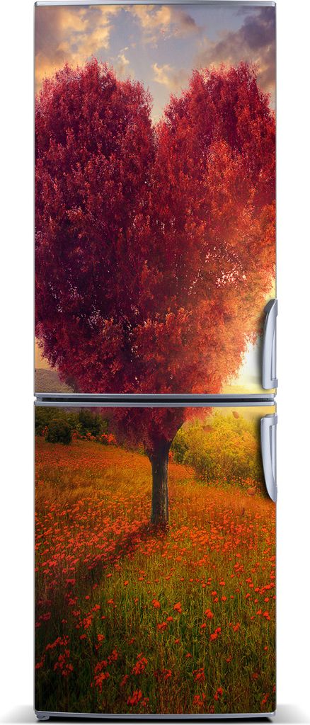 Tulup Kühlschrankdekoration - Magnetmatte - 60 cm x 180 cm - Magnet auf dem Kühlschrank - Herz-Baum