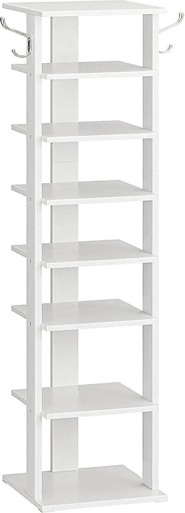 Étagère à chaussures gain de place pour entrée étroite 8 niveaux blanc