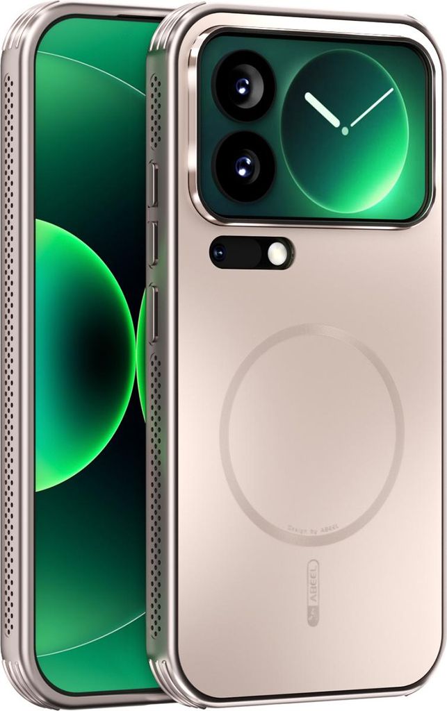 Matte PC TPU Hülle für Xiaomi 17 Pro Magnetische Handyhülle mit Linsenabdeckung und Wärmeableitung Stoßstange Gold