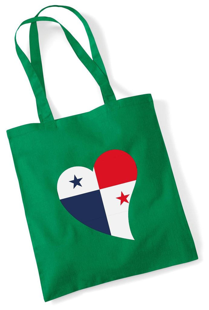 Huuraa Jutebeutel Panama Flagge Herz 10 Liter Kelly Green Baumwolle Tasche Geschenkidee