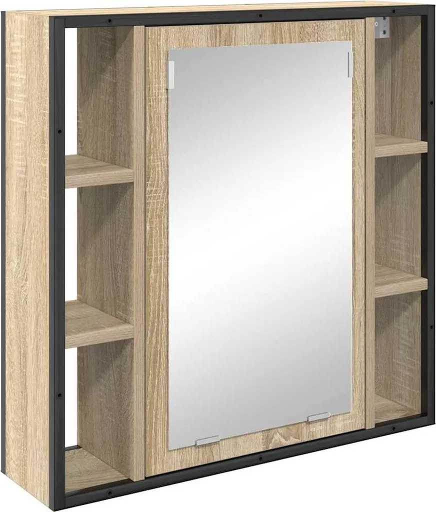 Armadio a Specchio Bagno Beige 60x60 cm - Salvaspazio in Legno vidaXL