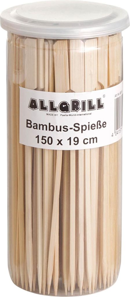 Bambus-Spieße 19 cm lang, Inhalt 150 Stück - Ideal für Burger