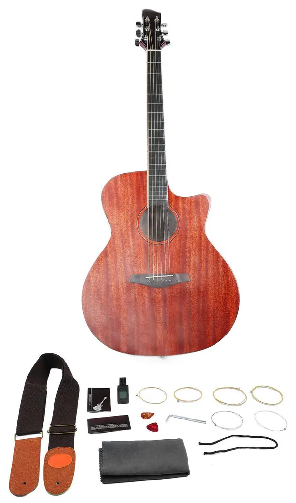 Guitare acoustique 40 pouces marron - Guitare folk bois pour débutant