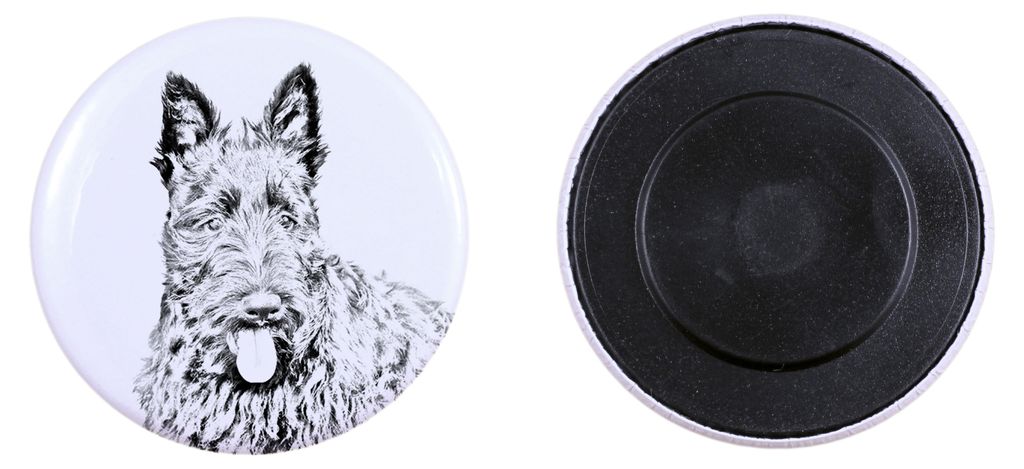 Schottischer Terrier, Scottish terrier Magnet mit einem Hundepfotenabdruck, außergewöhnlich leicht, starker Magnet, handgefertigtes Produkt der M...