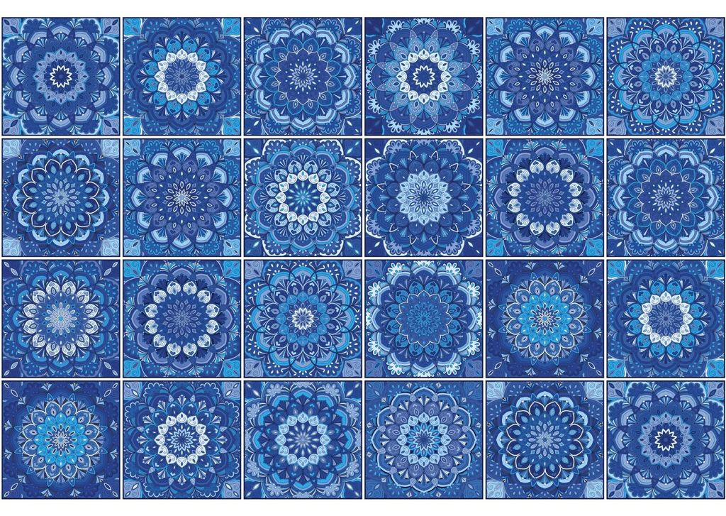 Selbstklebende Fliesenaufkleber für Küche und Bad – 24 böhmische Azucena-Fliesenaufkleber – 24 Aufkleber 15 x 15 cm