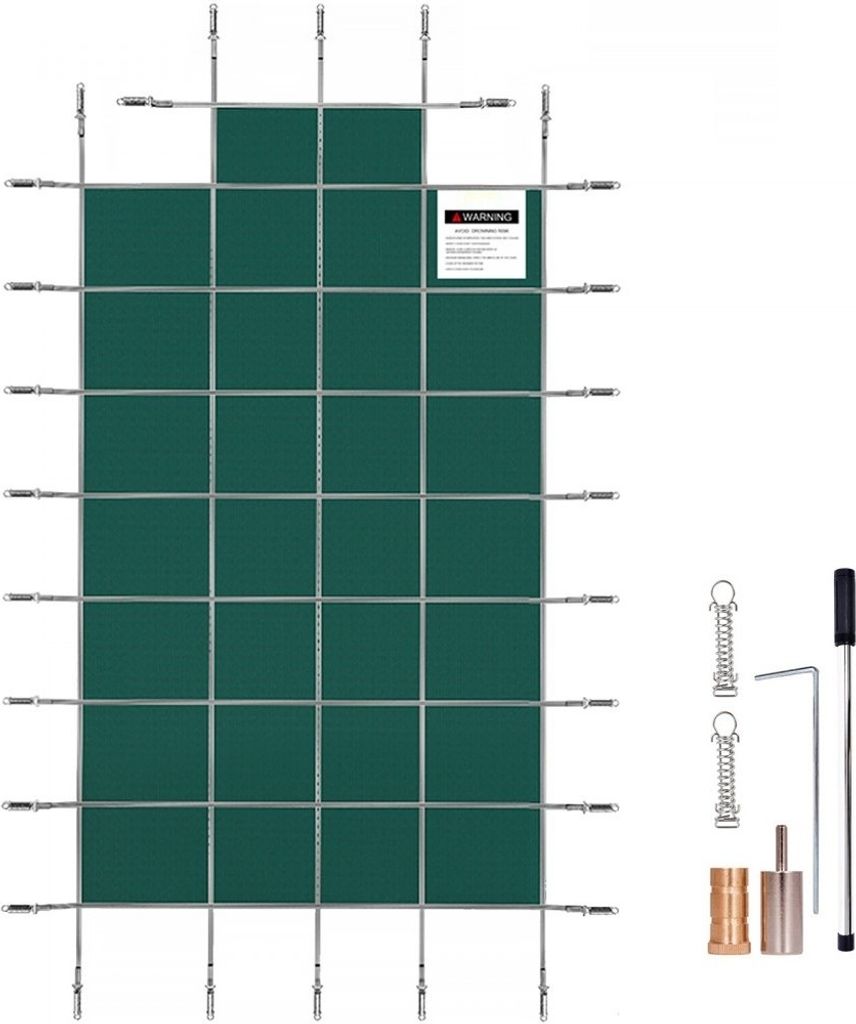 Rechteckige Sicherheits-Poolabdeckung - Grüner Winter-Stufenabschnitt - 4 x 8 Fuß - Outdoor.