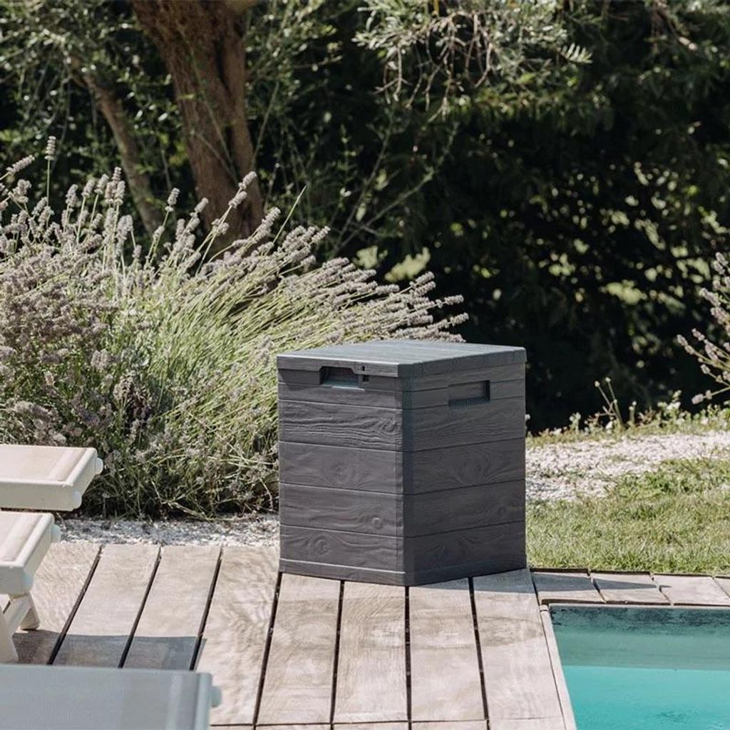 Coffre de jardin 90L - WOODY'S - en résine effet bois - Image du produit 