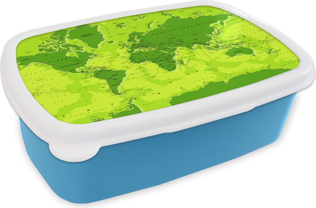 KitchenYeah Lunchbox Brotzeit Brotdose 17x11 cm Weltkarte - Stabil - Violett Kinder Brotzeitdose - Lunch - Kunststoff - Brotbüchse - Sandwichbo...