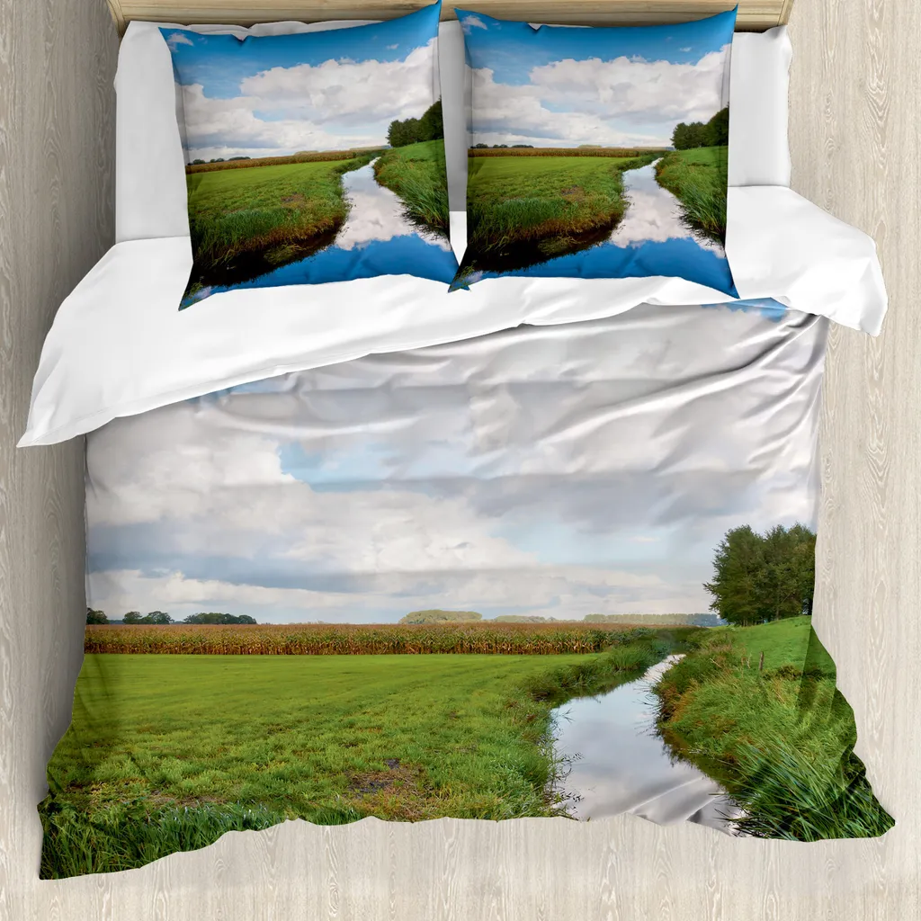 Housse de couette paysage 200x200 cm ABAKUHAUS avec taies d'oreiller