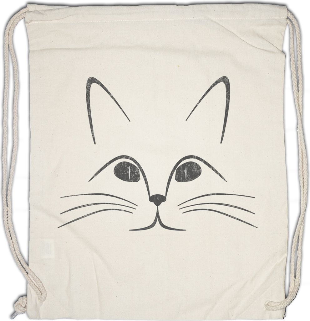 Urban Backwoods Cat Face, Turnbeutel, Farbe: Beige