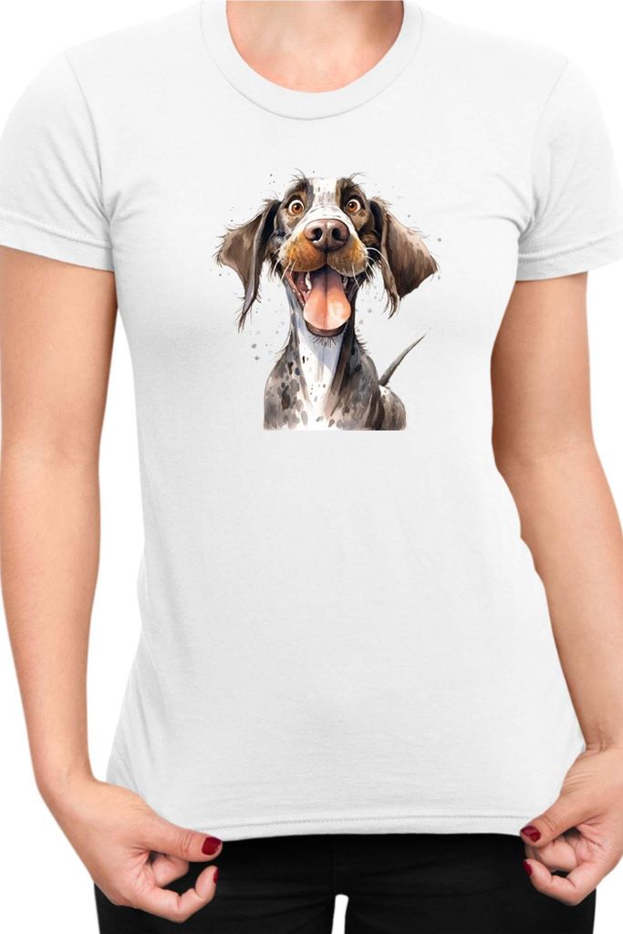 Damen T-Shirt Funny Dogs Breeds German Pointer Dog Breed, Lady XS / Weiß