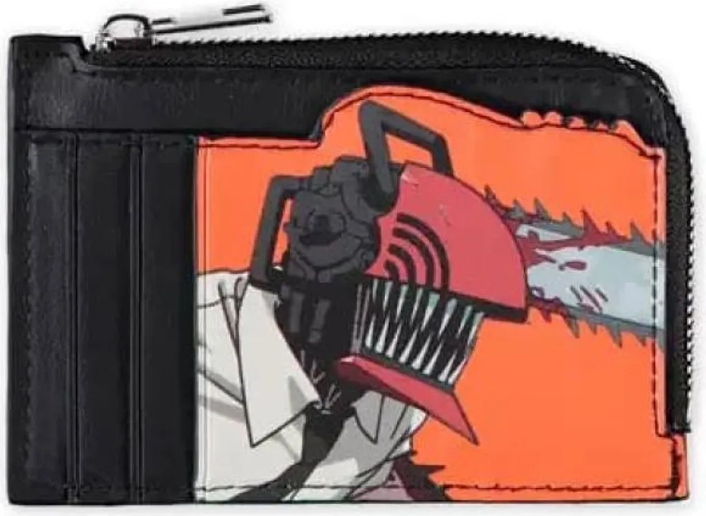 Porte-monnaie Chainsaw Man noir et orange multi-fentes pour cartes