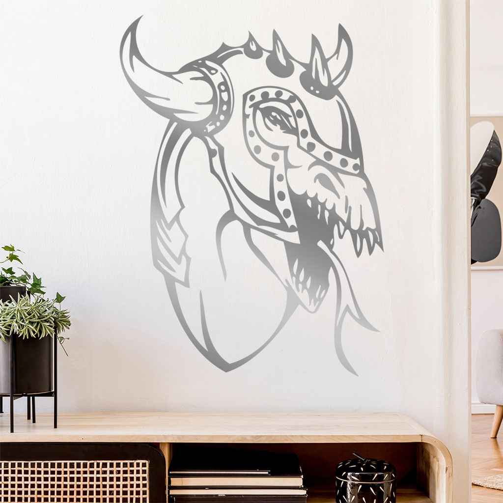Drachen mit Helm Wandtattoo in 6 Größen - Wandaufkleber Wall Sticker - Dekoration, Küche, Wohnzimmer, Schlafzimmer, Badezimmer