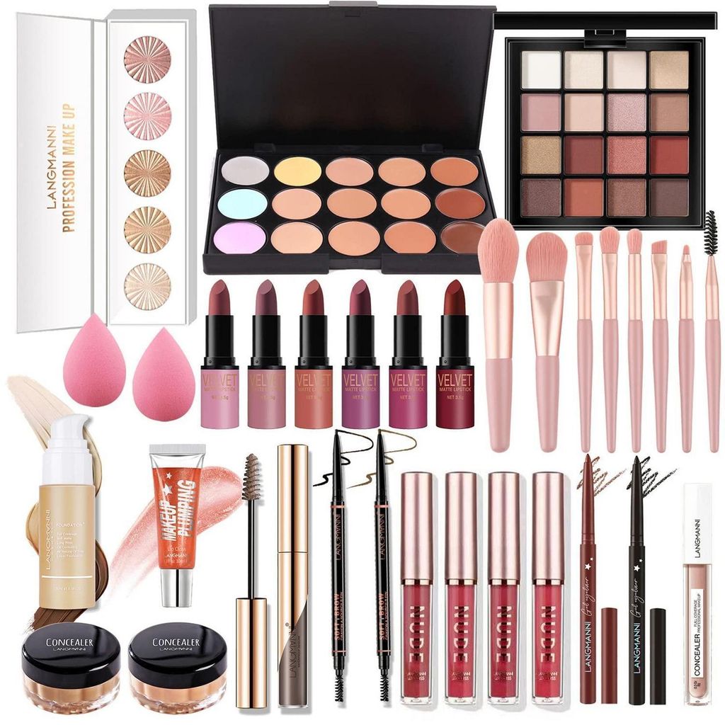 Make-up set met 33 onderdelen, inclusief make-up tas. Bevat Productafbeelding 
