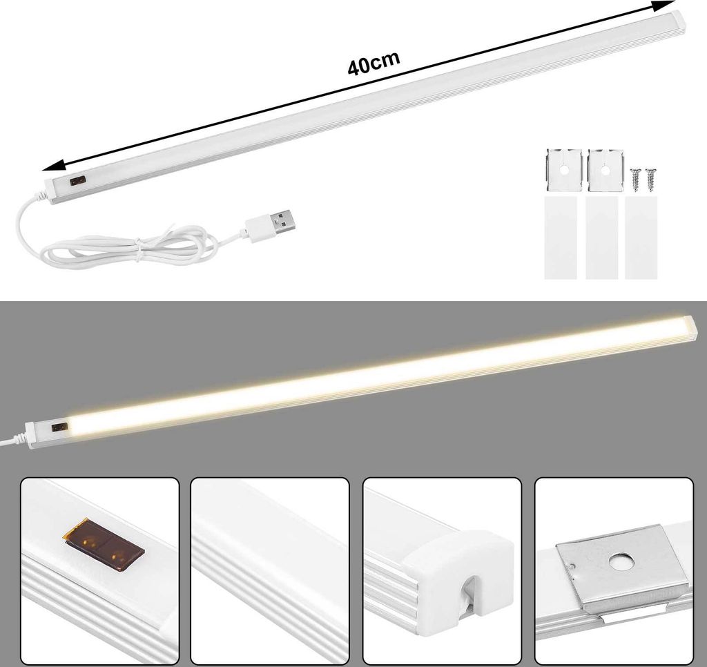 40cm LED Unterbauleuchte Warmweiß mit Sensor, 6W Produktbild 10