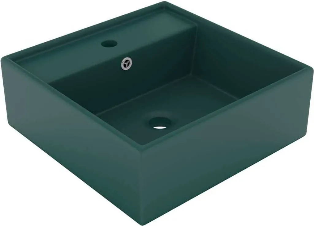 Lavabo Quadrato Verde Scuro Opaco 41x41 cm | The Living Store Online