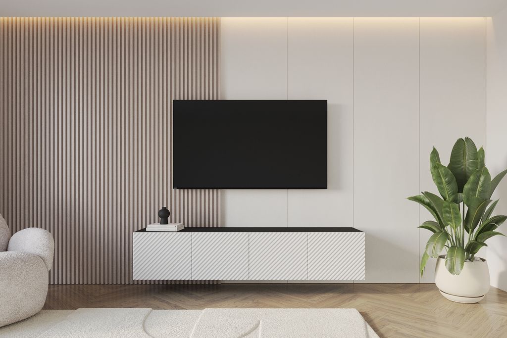 ALTDECOR TV-Schrank ZENO-W mit Gefrästen Fronten 2x100x40x40 Lowboard hängend, TV Möbel, TV Cabinet, Fernsehtisch, Fernsehschrank, TV Kommode, T...