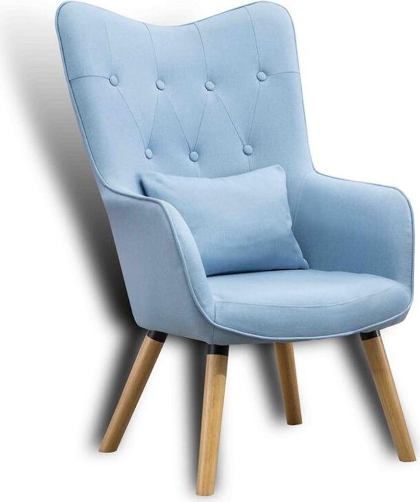 Fernsehsessel Relaxsessel Sessel mit Kissen Lese Stoff Polsterstuhl Blau