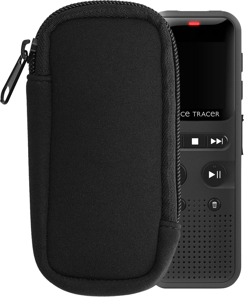 kwmobile Neopren Hülle kompatibel mit Universal Voice Recorder Diktiergerät - Cover mit Reißverschluss - Innenmaße 11,5 x 4,5 cm - Schwarz