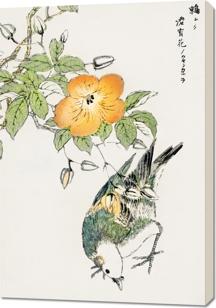 Stampa Artistica Numata Kashu Grey Starling 70x100 Vintage Japan
