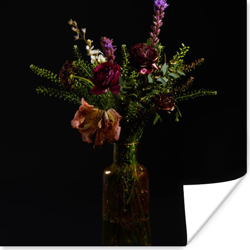 MuchoWow Poster Blumen - Farben - Stilleben 100x100 cm - Babyzimmer