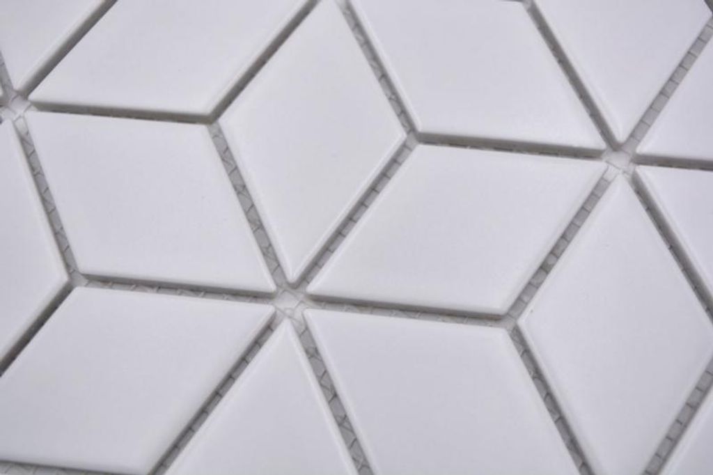 Handmuster Mosaikfliese Keramik Mosaik Kombi 3D Würfel uni weiß matt Fliesenspiegel Küche MOS13-POV4_m