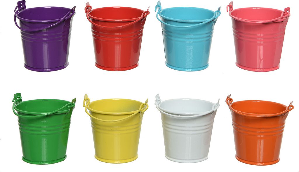 Metalleimer mini 5x6cm bunt 8er Set Produktbild 