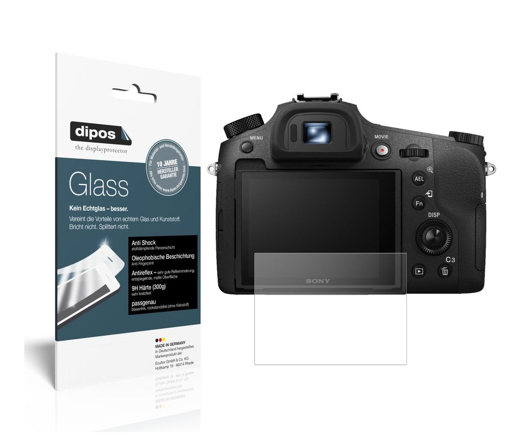 2x Schutzfolie für Sony Cyber-Shot DSC-RX10 matt - Anti-Shock 9H Folie dipos Glass Kunststoffglas