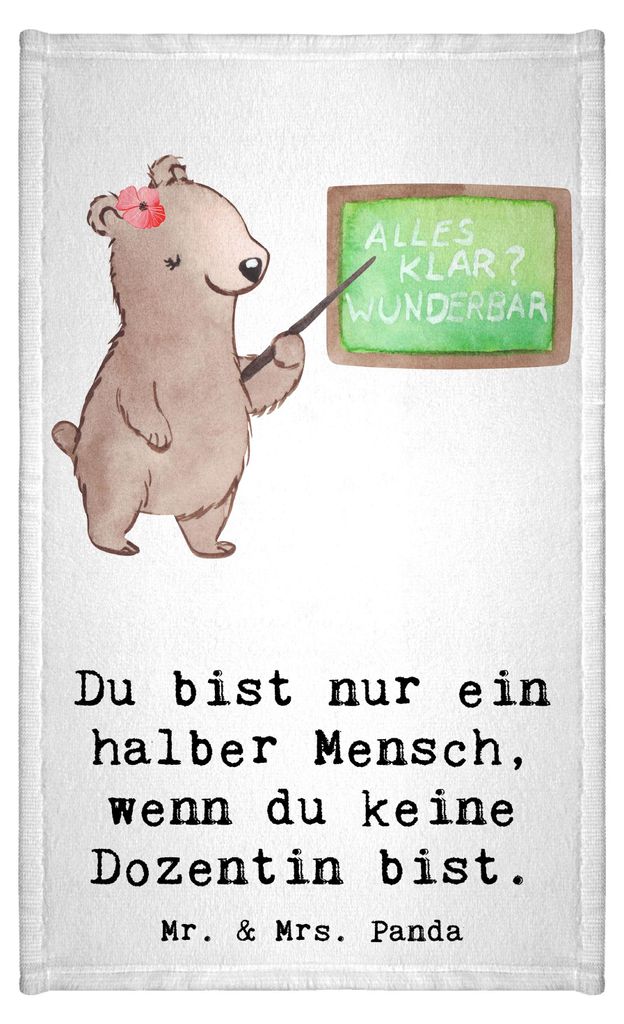 Mr. & Mrs. Panda gäste wc handtuch Dozentin Herz - Weiß - Geschenk, Kleines, Uni, Klein, Lustig, Universität, Mini-Handtuch, Frotteehandtuch, Vo...