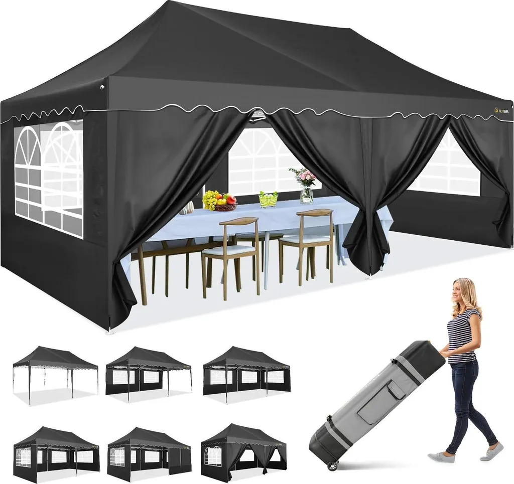 Finissez-en avec la pluie ! Pavillon étanche noir montage facile 3x3m