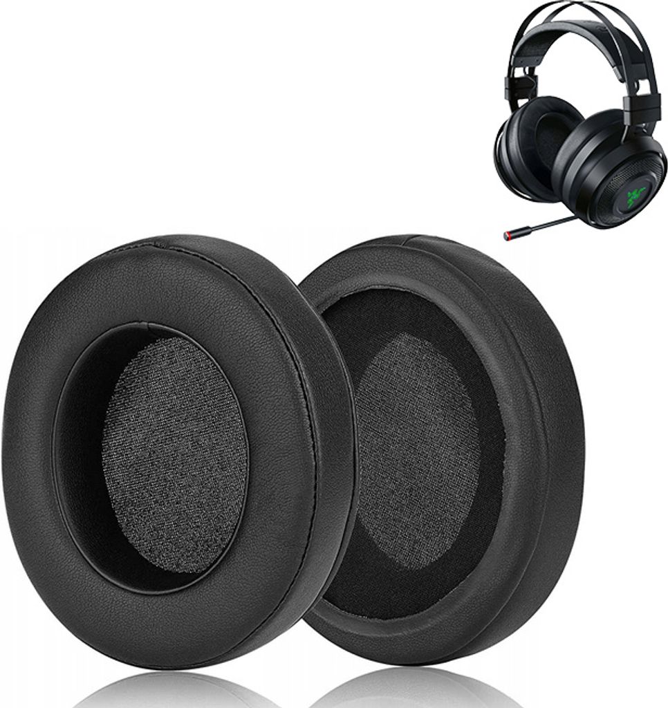 TRADEBIT 2x Ersatz Ohrpolster für RAZER Razer Nari/Razer Kraken/Kitty/Razer Kraken Tournament Edition/Razer Kraken TE Schwarz Kopfhörer