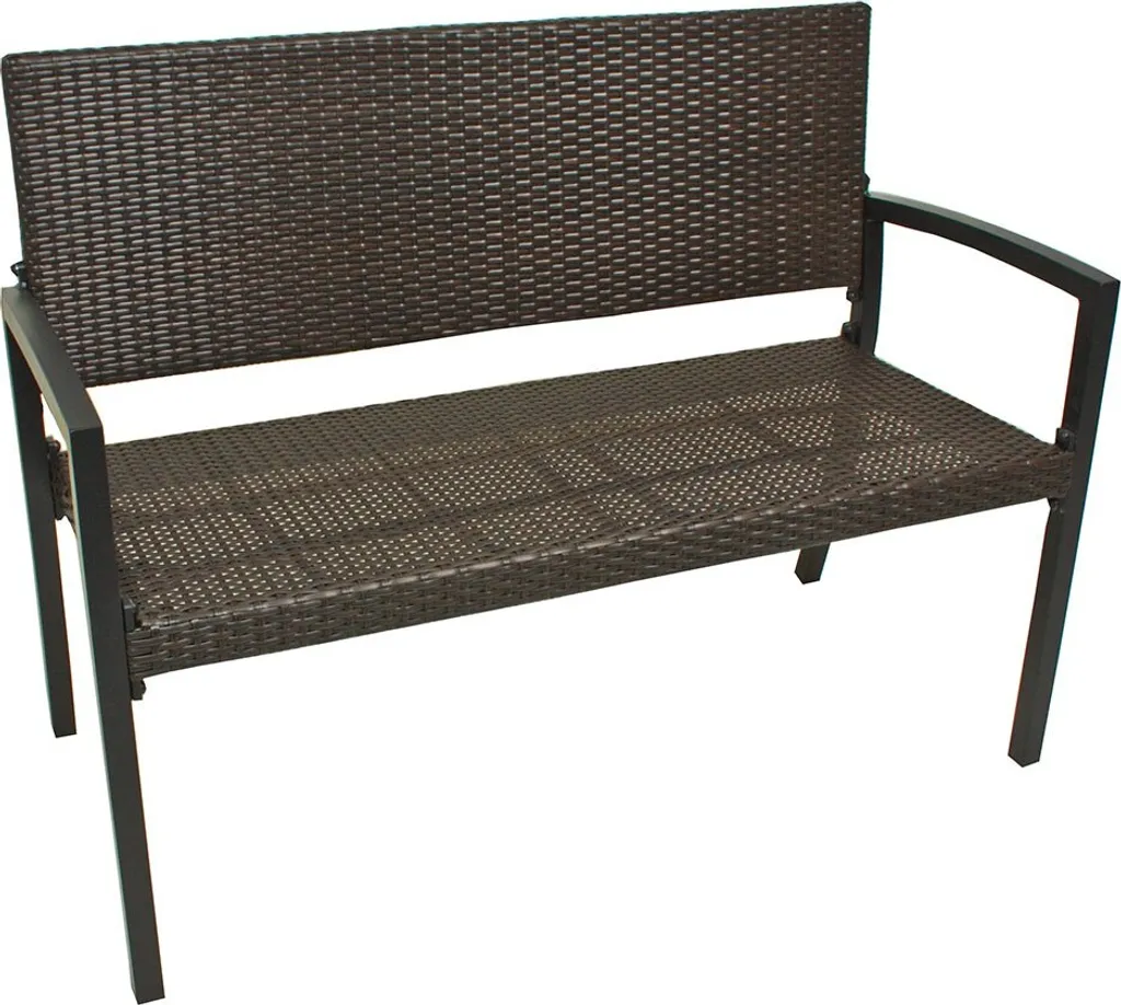 Banc de jardin 2 places aspect rotin SANREMO en alu robuste coloris café