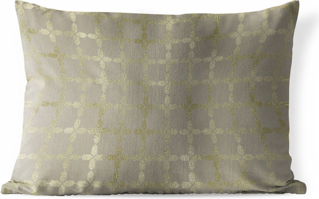 MuchoWow Outdoor Kissen - Muster - Grau - Gold - 50x30 cm - Wetterfest - Lounge Kissen - Sofa kissen - Wohnzimmer Dekoration